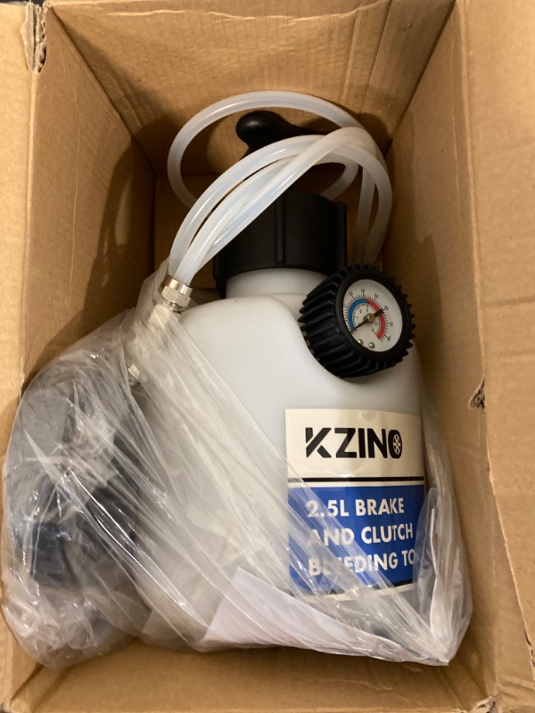 Photo 3 of KZINO 2.5L Vacuum Brake Bleeder Kit, One Person Manual Brake Bleeder with Hand Pump, Manual Pump Operation Brake Fluid Pressure Bleeding Kit with Hose and European Adapter 