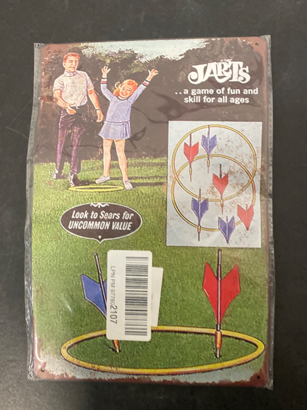 Photo 2 of YFULL Jarts Lawn Darts Game Vintage Decor Metal Tin Sign 8X12 Inches