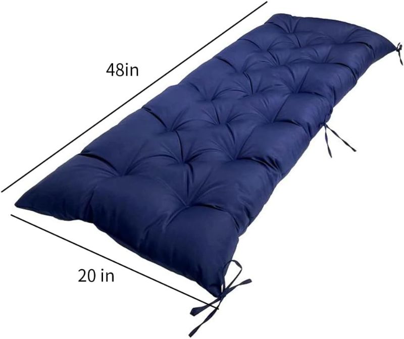 Photo 2 of Waterproof Outdoor Bench Cushion, 48"x20", Swing Cushion Patio Furniture Cushions 3 Seater, for Garden Patio Furniture Lounger Bench (Navy Blue, 48x20 in)