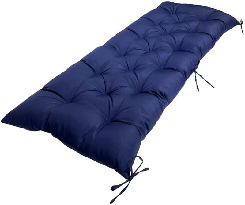 Photo 1 of Waterproof Outdoor Bench Cushion, 48"x20", Swing Cushion Patio Furniture Cushions 3 Seater, for Garden Patio Furniture Lounger Bench (Navy Blue, 48x20 in)