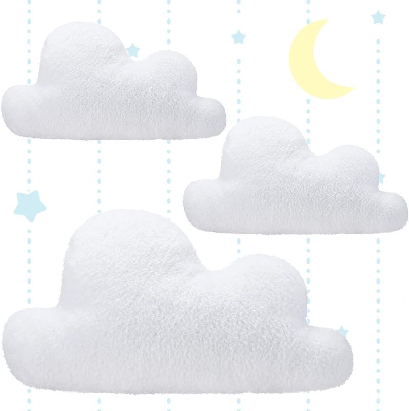 Photo 1 of Unittype 3 Pcs Clouds Shaped Throw Decorative Pillows Cute Soft Cloud Pillows White Waist Rest Cushion Lovely Floor Cushion Reading Pillows 2 Size Girls Kids Cloud Pillow