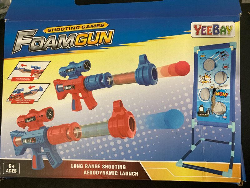 Photo 1 of  Shooting Game Toy for Age 6, 7, 8,9,10+ Years Old Kids, Boys - 2pk Air Guns & Shooting Target & 24 Foam Balls - Ideal Gift - Compatible with Toy Guns