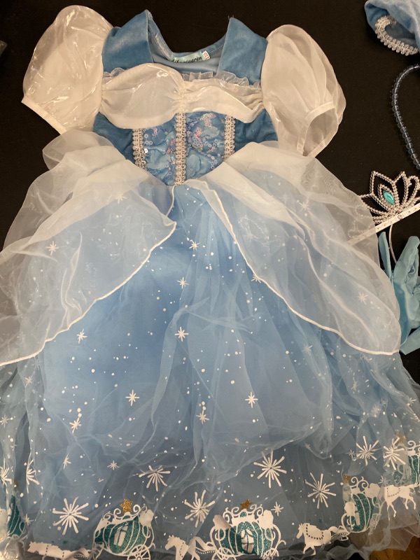 Photo 2 of TOLOYE Princess Costumes for Girls, Cinderella Dress Up Clothes with Accessories for Birthday Party Halloween Cosplay -size 2-3 yr toddler 