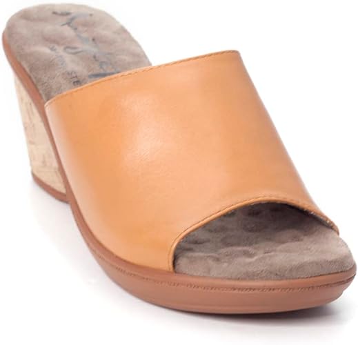 Photo 1 of Women's Platform Wedge Leather Sandal Open Toe Slip On Walking Comfortable Slide Sandals for Summer Dressy Casual-size 8.5