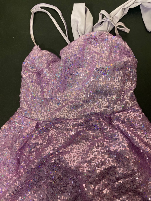 Photo 3 of  Womens Tassel Sequin Dress Spaghetti Strap Backless Tassel Mini Dress Sparkly Evening Party Dress Dance Dress- Size M