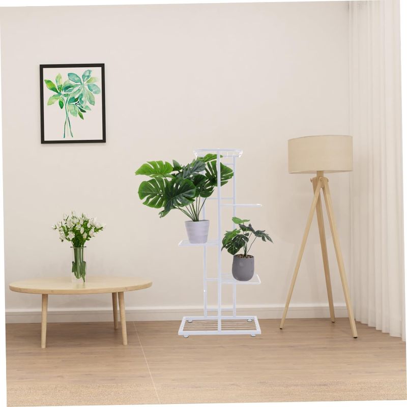 Photo 2 of 1pc Potted Storage Rack Floor Stand Plant White Iron