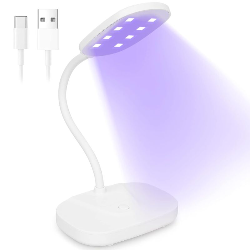 Photo 1 of LED Light Nail Lamp 12W Portable Gooseneck Lamp Gel Light Nail Dryer Gel Polish Light Professional Nail Light for Gel Nail (BB-White)