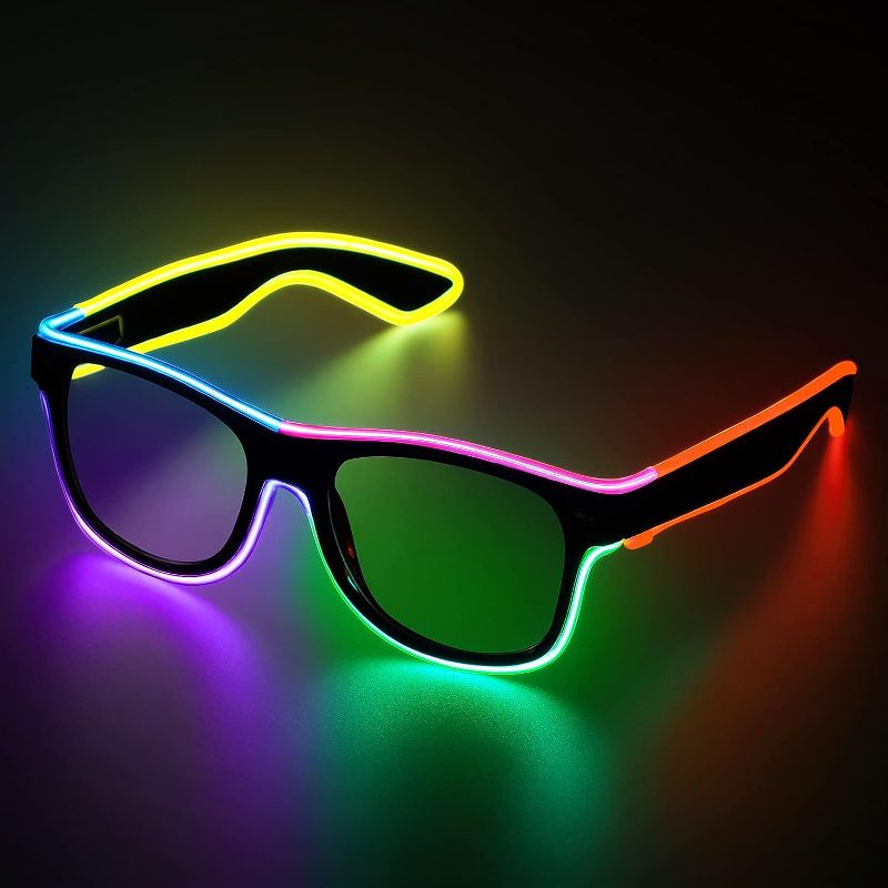 Photo 1 of Led Light up Glasses Multi-Color Glow in the Dark Glasses for Rave Party, EDM, Halloween.. (6 colors)