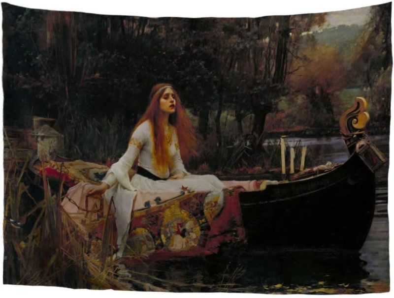 Photo 1 of  World Classic Art Masterpiece Tapestry Series John William Waterhouse The Lady of Shalott Pre-Raphaelite1888. Classical Art Tapestry Antique Vintage Collection Home Décor