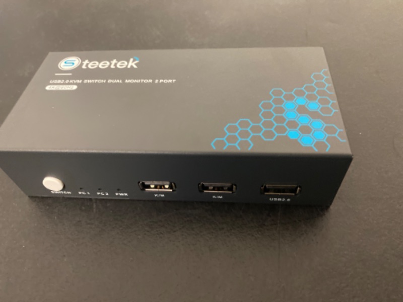 Photo 3 of Steetek 2 Port DP USB 3.0 KVM Switch 4K@60Hz, KVM Switch Displayport 2 in 1 Out. KVM Switch for 2 Computer Share 1 Monitor and USB 3.0 Hub, Button Switch, with 2 DP and 2 USB 3.0 Cable