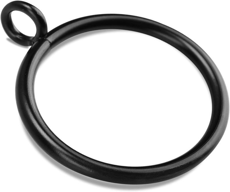 Photo 1 of 40 PCS Black Curtain Rings with Eyelet Apply for Curtain Rod (1.5 Inch Drapery Rings)