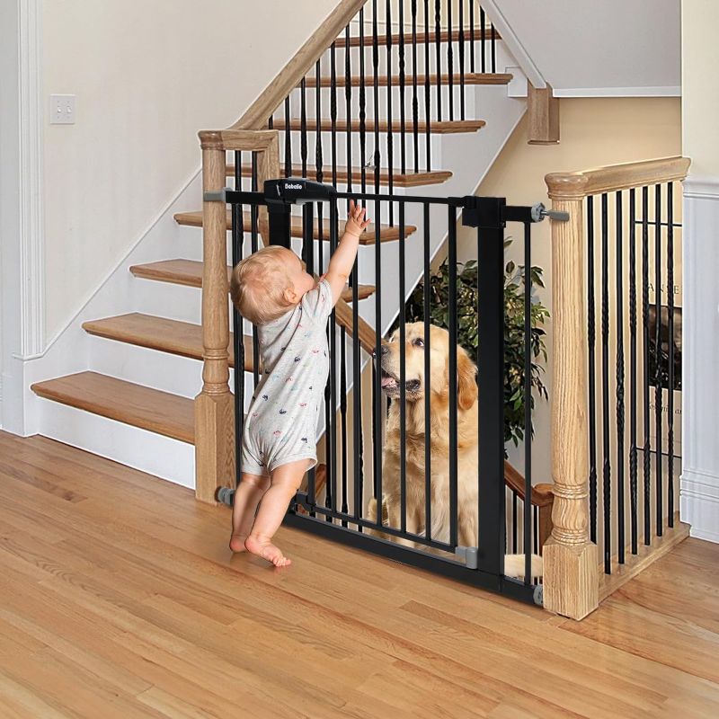 Photo 2 of Babelio Baby Gate for Doorways and Stairs, 26''-40'' Auto Close Dog/Puppy Gate, Easy Install, Pressure Mounted, No Drilling, fits for Narrow and Wide Doorways, Safety Gate w/Door for Child and Pets