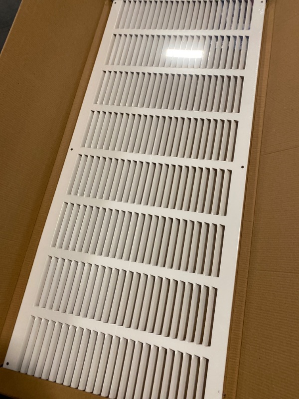Photo 2 of 32" x 12" Return Air Grille - Sidewall and Ceiling - HVAC Vent Duct Cover Diffuser - [White] [Outer Dimensions: 33.75w X 13.75" h] 32 x 12 White