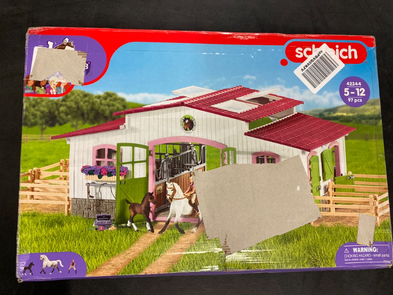 Photo 3 of Schleich Horse Club, Horse Gifts for Girls and Boys, Riding Center with Rider and Horses, Horse Stable Horse Set with Horse Toys, 97 pieces Pink Stable 2022 Box Style Playset