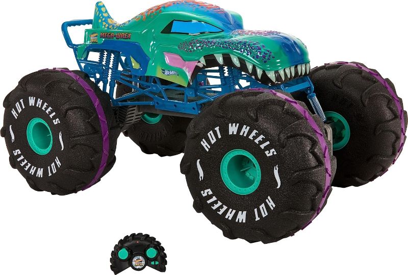Photo 1 of Hot Wheels RC Monster Trucks 1:6 Scale Mega-Wrex, Large Remote-Control Toy Truck, All-Terrain Tires, 2ft+ Long