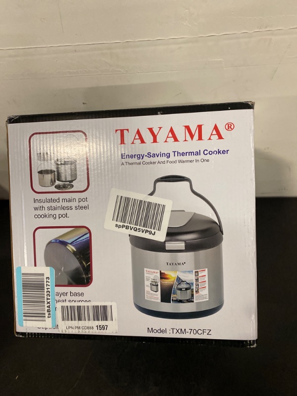 Photo 3 of Tayama Stainless Steel Thermal Cooker,Black,7 Qt.,TXM-70CFZR