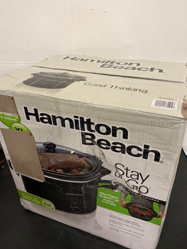 Photo 3 of Hamilton Beach Slow Cooker, Extra Large 10 Quart, Stay or Go Portable With Lid Lock, Dishwasher Safe Crock, Black (33195) 10-Quart Black Slow Cooker