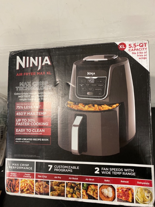 Photo 3 of Ninja AF161 Max XL Air Fryer that Cooks, Crisps, Roasts, Bakes, Reheats and Dehydrates, with 5.5 Quart Capacity, and a High Gloss Finish, Grey 5.5 Quarts
