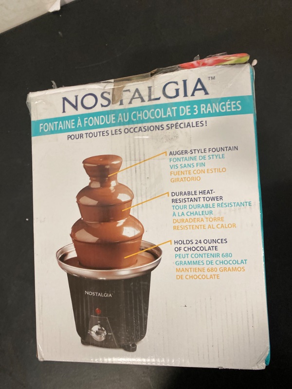 Photo 3 of Nostalgia Electric Chocolate Fondue Fountain, 24-Ounce, 3-Tier Set, Fountain Machine for Cheese, Melting Chocolate, Liqueurs, Black