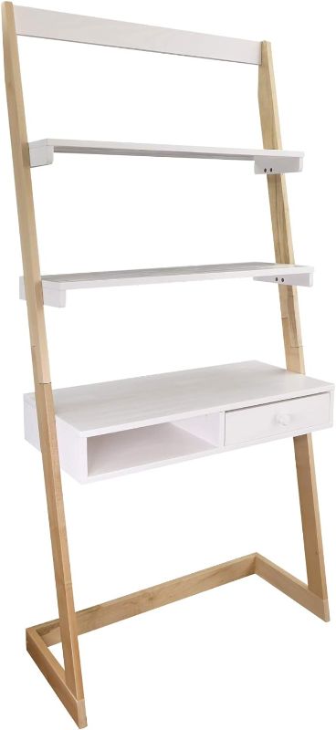 Photo 1 of American Trails Freestanding Ladder Desk With Drawer, Natural Maple/White