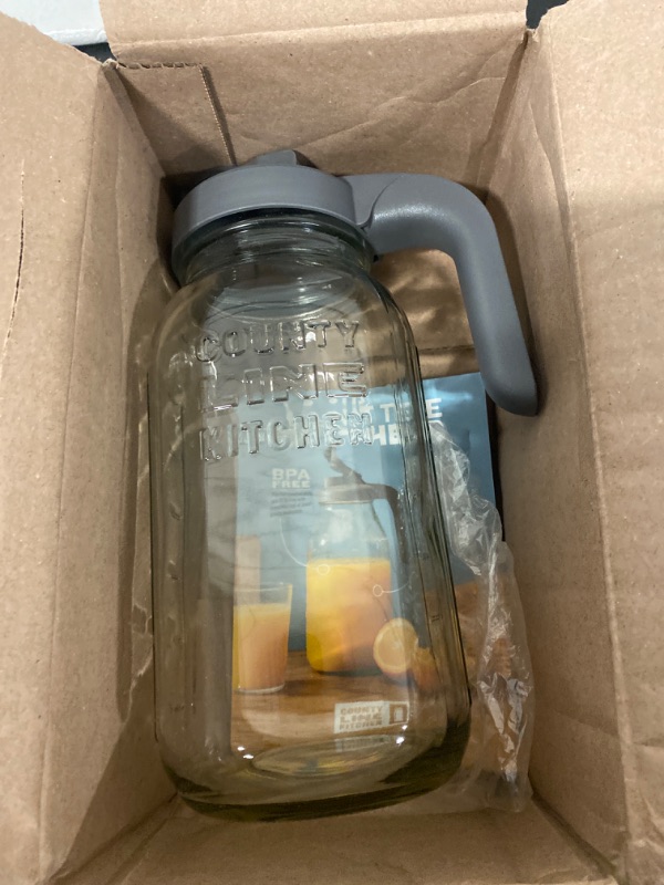 Photo 2 of County Line Kitchen Glass Mason Jar Pitcher with Lid - Wide Mouth, 2 Quart (64 oz / 1.9 Liter) - Heavy Duty, Leak Proof - Sun & Iced Tea, Cold Brew Coffee, Breast Milk Storage, Flavored Water & More