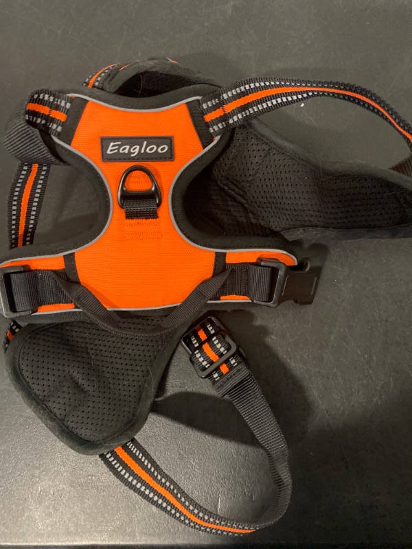 Photo 2 of Eagloo Dog Harness for Large Dogs, No Pull Service Vest with Reflective Strips and Control Handle, Adjustable and Comfortable for Easy Walking, No Choke Pet Harness with 2 Metal Rings, Orange, L