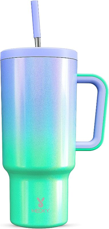 Photo 1 of Meoky 40oz Tumbler with Handle, Leak-proof Lid and Straw, Insulated Coffee Mug Stainless Steel Travel Mug, Keeps Cold for 34 Hours or Hot for 10 Hours (Fairyland)