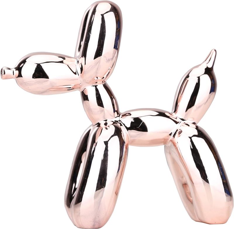 Photo 1 of XIAOMAGG Balloon Dog Statue Pink Home Decor for Coffee Table Funky Metallic Statues for Bedroom Dog Figurines Living Room Decor Art Resin Decoration Office Standing Deskdecor(6.6*6.6*2.8inch, pink)