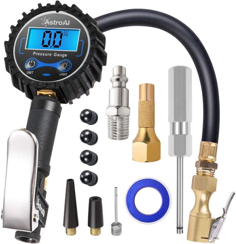 Photo 1 of AstroAI Digital Tire Pressure Gauge with Inflator(3-250 PSI 0.1 for Display Resolution), Heavy Duty Air Chuck and Compressor Accessories with Rubber Hose and Quick Connect Coupler Car Accessories
