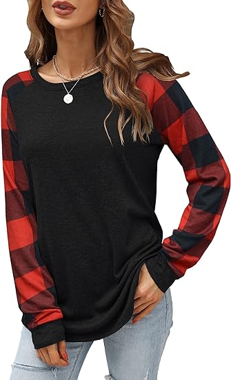 Photo 1 of Aifer Womens Long Sleeve Tops Crewneck Casual Shirts Spring 2024 Fashion Trendy Outfits Clothes- Size M