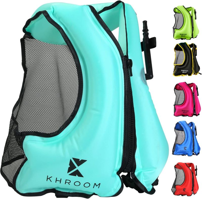 Photo 1 of Khroom Inflatable Snorkel Vest Adults and Teenagers | 60"-75" / 90 lbs-240 lbs | Weighs only 400 Grams | Buoyancy Jacket for Snorkeling and SUP - Snorkel Jacket, Buoyancy Aid, Buoyancy Vest