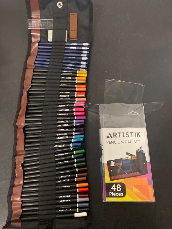 Photo 1 of ARTISTIK Colored Pencil Set - (47 Pieces) Vivid 3.5 mm Artist Grade Drawing & Sketching Colored Pencils for Adults Coloring Books, Watercolor, Professional Sketching Pencils and Travel Wrap Case