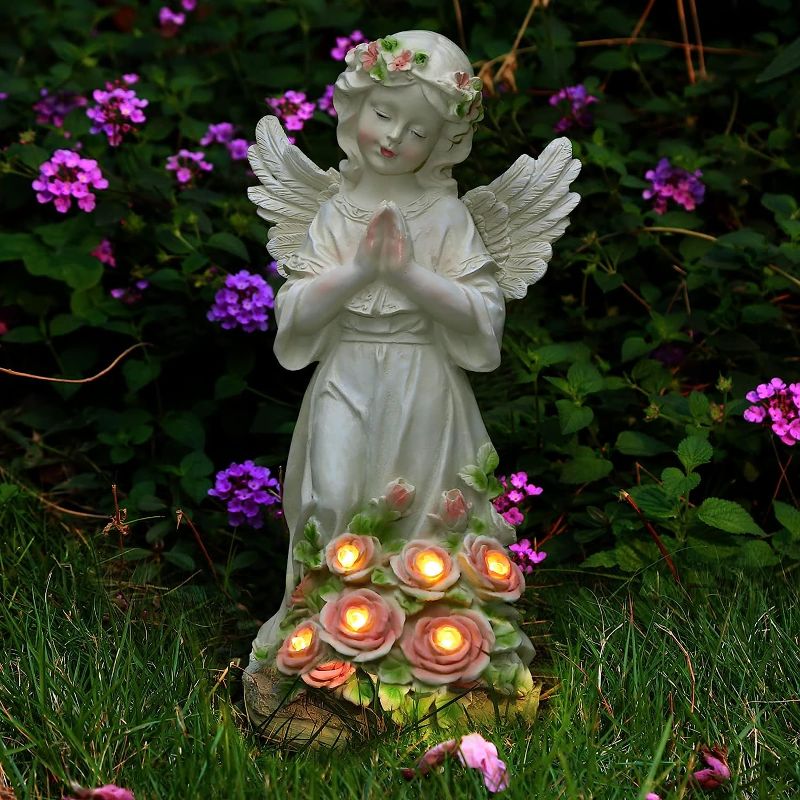 Photo 1 of Garden Decor Angel Statue, Outdoor Patio Garden Sculptures & Statues, Solar Yard Decorations Lawn Ornaments Figurines for Outside
