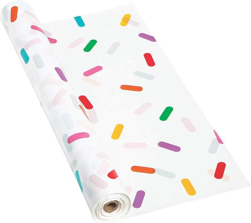 Photo 1 of Birthday Sprinkles Plastic Tablecloth Roll - 100 Foot roll - Party Supplies