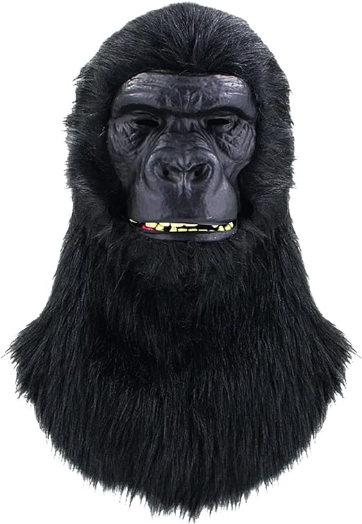 Photo 1 of Fantasy J Halloween Black Gorilla Mask Movable Mouth, Moving Jaw Animal Ape Chimp Mask Costume for Halloween Festival Costume Party