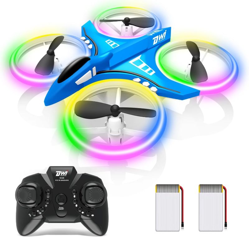 Photo 1 of Dwi Dowellin 4.9 Inch Mini Drone for Kids LED Night Lights One Key Take Off Landing Flips RC Remote Control Small Flying Toys Drones for Beginners Boys and Girls Adults Nano Quadcopter, Blue
