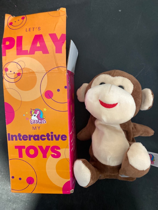 Photo 2 of Easfan Talking Monkey Repeat What You Say Electric Nodding Plush Funny Interactive Speaking Toys Buddy Birthday Gift for Kids Toddlers Brown,7’’