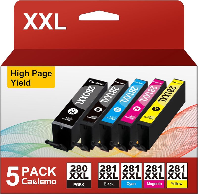 Photo 1 of Ink 280 and 281 Cartridges XXL Compatible for Canon 281 Ink Cartridges 280XXL Ink Cartridges for Canon Printers Pixma TR8620 TR8620A TS9120 TS6320 TR7520 TS8220, Canon tr8620 Ink Cartridges, 5 Pack