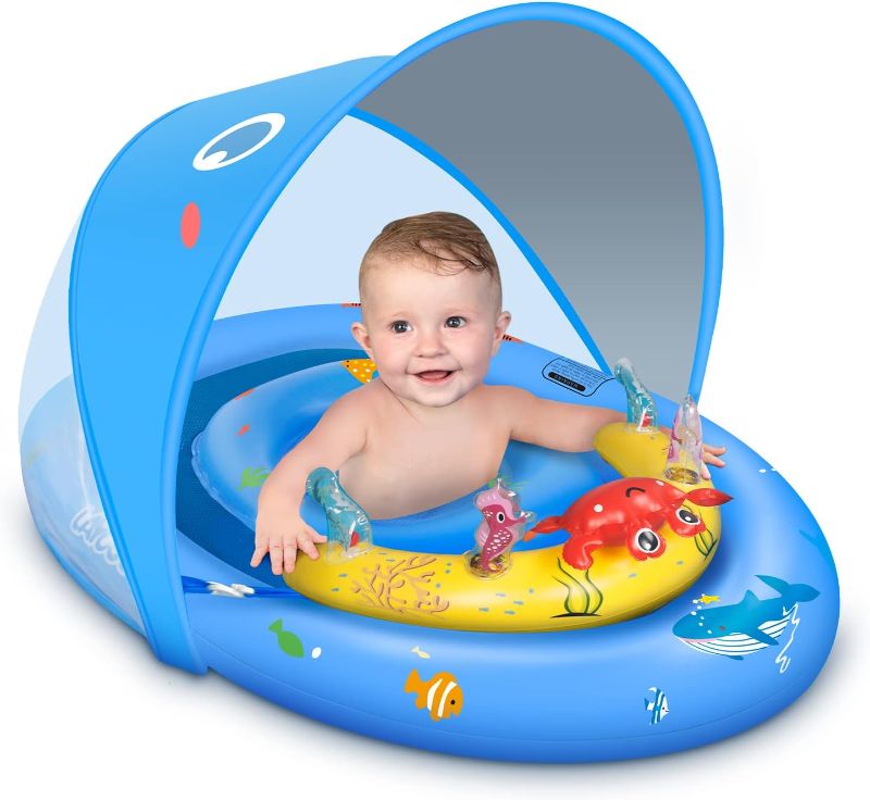 Photo 1 of LAYCOL Baby Pool Float with UPF50+ Sun Protection Canopy & Toy Play Console?Infant Baby Floats for Pool?Adjustable Safety Seat?Toddler Pool Float for 3-36 Months