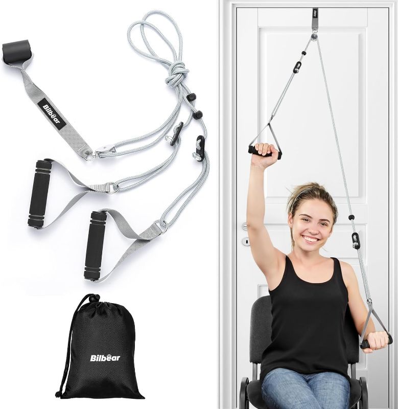 Photo 1 of Bilbear Shoulder Pulley for Physical Therapy at Home,Adjustable Over The Door Pulley System for Shoulder Rehab,Exercise Pulleys for Shoulders Over Door,Arm Pulley Increase Range of Motion