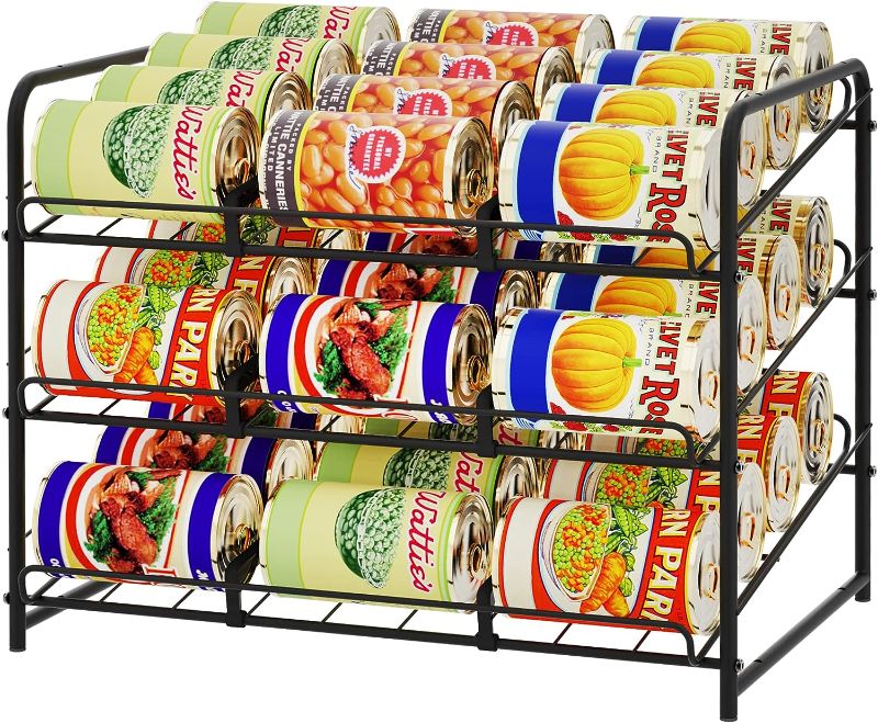 Photo 1 of Simple Trending Can Rack Organizer, Stackable Can Storage Dispenser Holds up to 36 Cans for Kitchen Cabinet or Pantry, Black