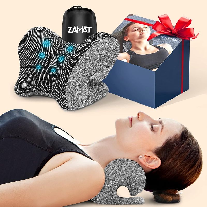 Photo 1 of ZAMAT Neck and Shoulder Relaxer with Magnetic Therapy Pillowcase, Neck Stretcher Chiropractic Pillows for Pain Relief