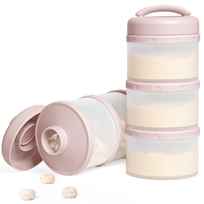 Photo 1 of Termichy Stackable Formula Dispenser Portable Milk Powder Container, 2 Pack, Light Pink