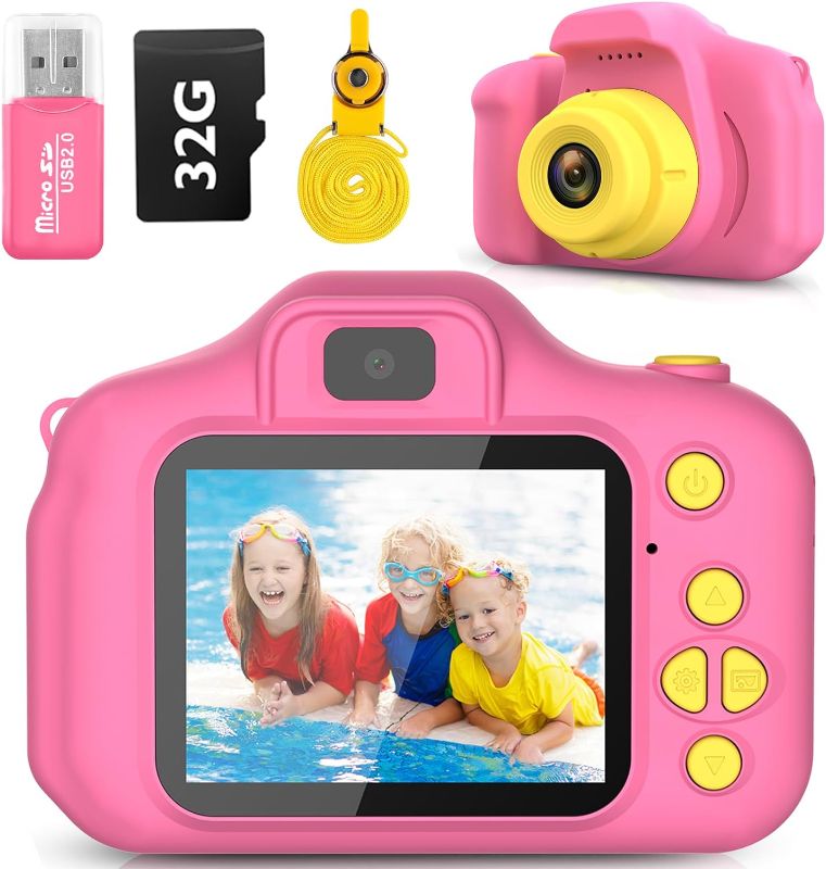 Photo 1 of Desuccus Kids Camera, Christmas Birthday Gifts for Girls, Toys for 3 4 5 6 7 8 Year Old Girls, Digital Camera for Toddlers Toys for Girls with 32GB SD Card?Pink