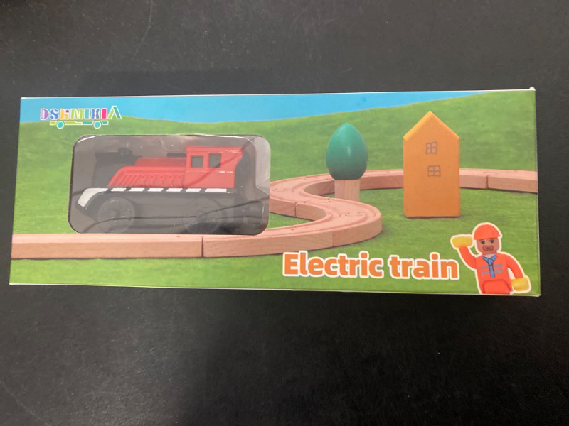 Photo 3 of Battery Operated Cargo Train for Wooden Train Track Set Toys for Toddlers 3 4 5 Year Old Boys Kids Magnetic Couplings Construction site Fram Harbor Vehicle (Without Battery)