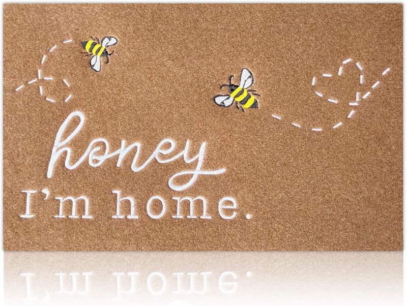 Photo 1 of HLFMVWE Bee Door Mat Brown Welcome Mats Front Door Indoor Outdoor Entrance Honey I'm Home Kitchen Rugs Entry Outside Doormat Non Slip Durable Rubber Back Funny Farmhouse Mat