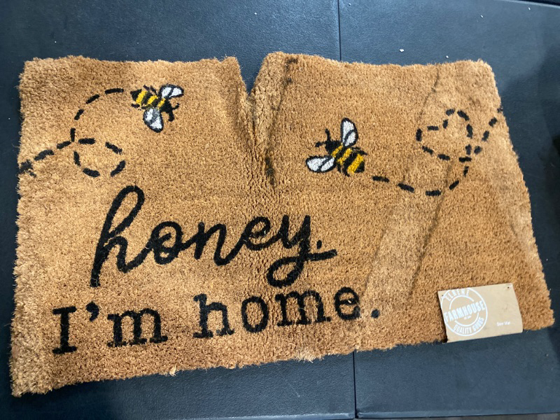 Photo 2 of HLFMVWE Bee Door Mat Brown Welcome Mats Front Door Indoor Outdoor Entrance Honey I'm Home Kitchen Rugs Entry Outside Doormat Non Slip Durable Rubber Back Funny Farmhouse Mat