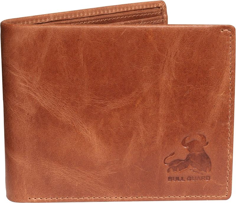 Photo 1 of BULL GUARD Mens Leather Wallet Bifold with ID Window and RFID Blocking