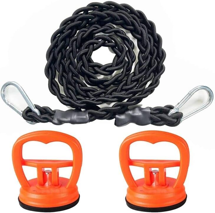 Photo 1 of Bungee Cord Clothesline,Tri-Braided Cord Clothes Line,Portable Travel Clothesline Laundry Clothesline (with 2 Strong Suction Cups) for Home,Camping,Travel,Indoor or Outdoor Use - No hanger hook needed