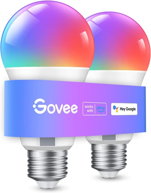 Photo 1 of Govee Smart Light Bulbs, WiFi & Bluetooth Color Changing Light Bulbs, Music Sync, 16 Million DIY Colors RGBWW Color Lights Bulb, Work with Alexa, Google Assistant Home App, 800 Lumen, 2 Pack